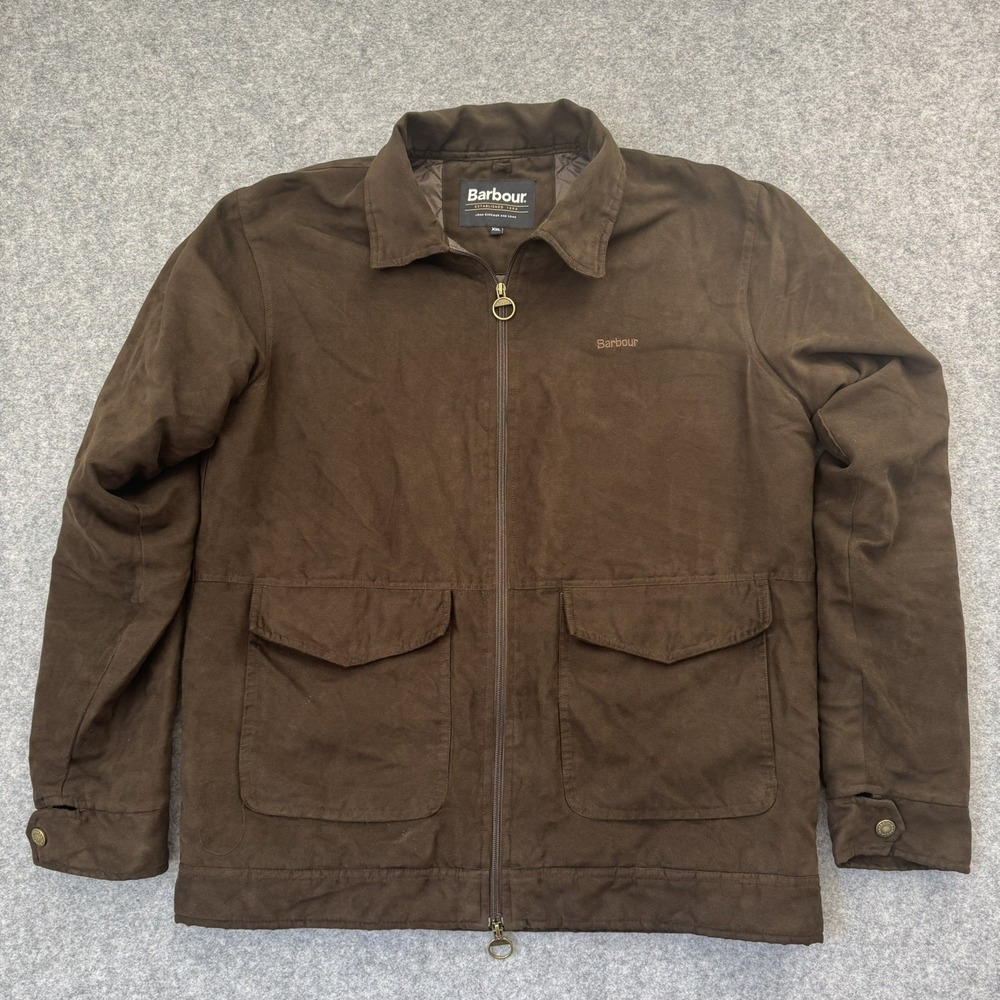 Barbour Men's Brown Jacket Size XXL Full Zip Pockets Collared Short Regular Fit
